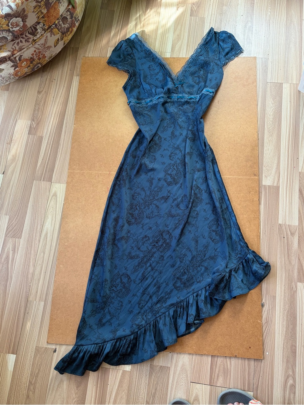 Kimchi Blue Teal Asymmetrical Ruffle Wrap Dress